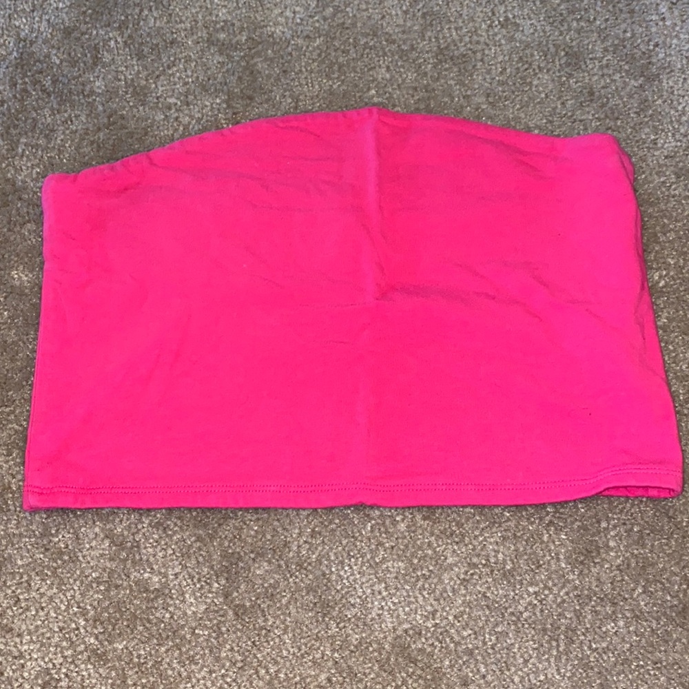 Pink strapless top
